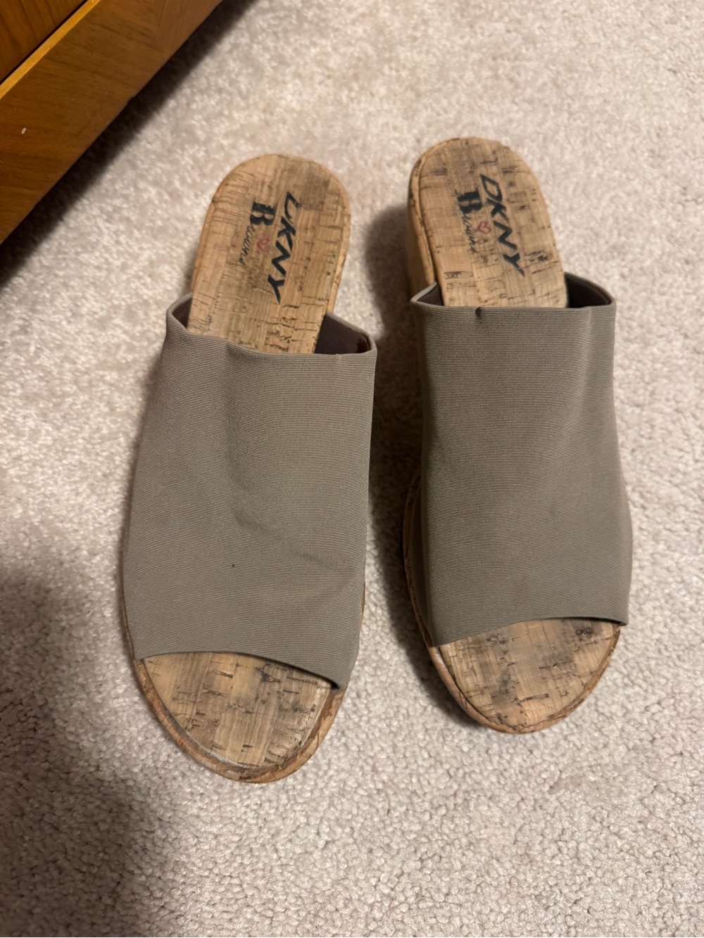 DKNY Taupe Slip-On Cork-Style Mules size 9